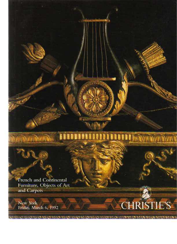 Christies 1992 French & Continental Furniture, Objects of Art