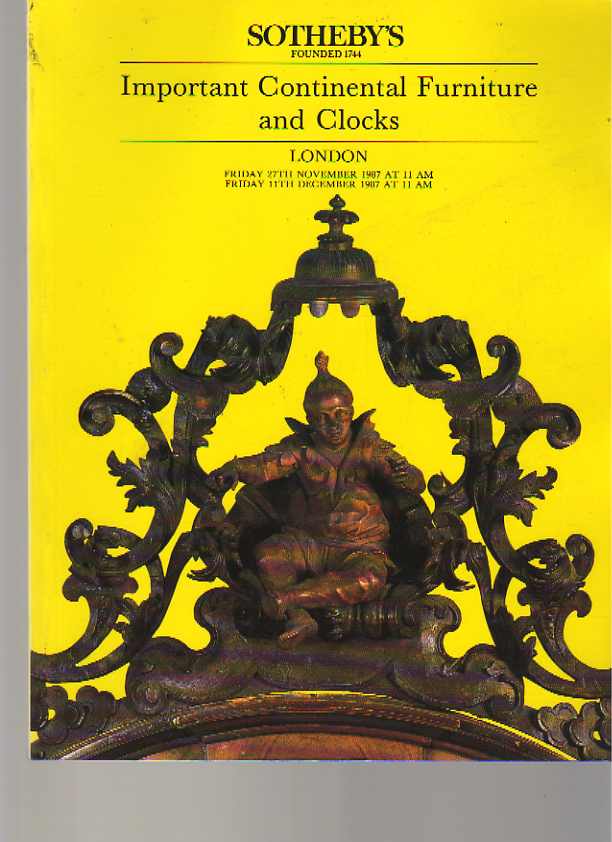 Sothebys 1987 Important Continental Furniture & Clocks