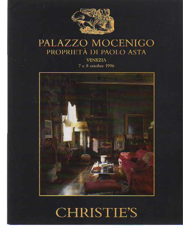 Christies 1996 Paolo Asta collection Italian furniture, Palazzo Mocenigo