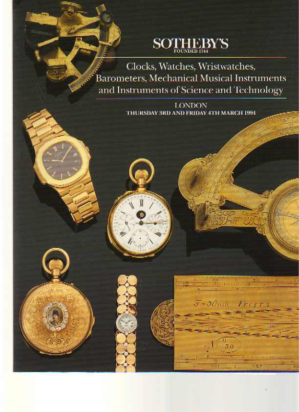 Sothebys 1994 Scientific Instuments, Clocks, Watches etc