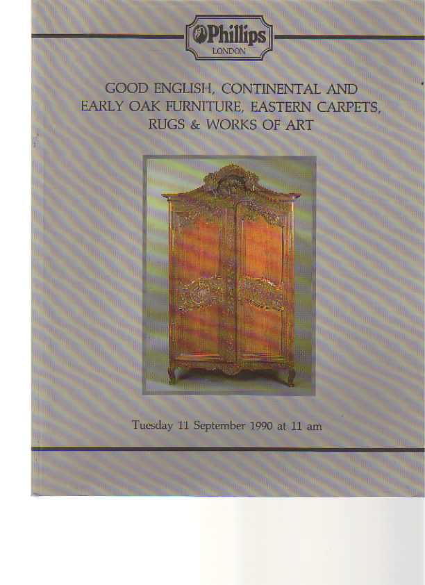 Phillips September 1990 Good English, Continental & Early Oak Furniture - Click Image to Close