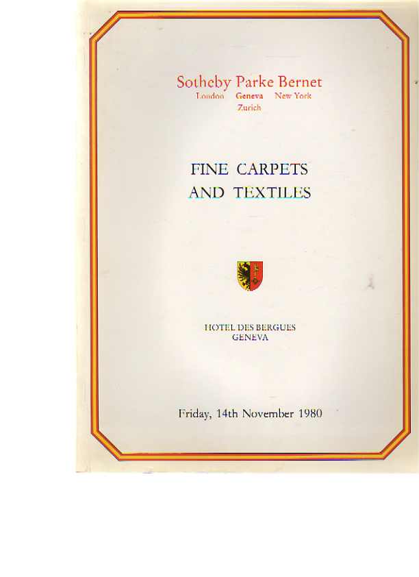 Sothebys November 1980 Fine Carpets and Textiles