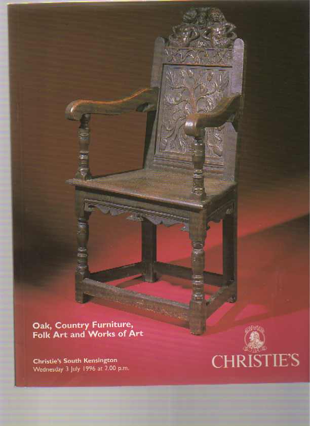 Christies 1996 Oak, Country Furniture, Folk Art & Works of Art - Click Image to Close