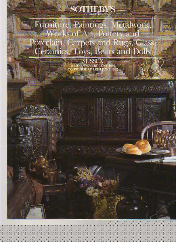 Sothebys 1992 Oak Furniture, Metalwork, Porcelain, etc