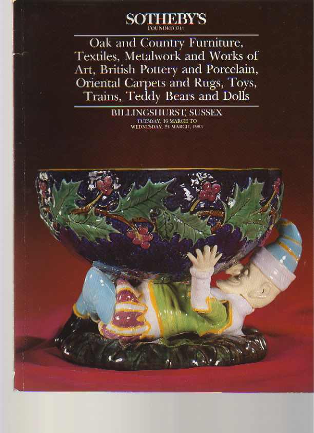 Sothebys 1993 Oak Furniture, Metalwork Textiles, Pottery ....