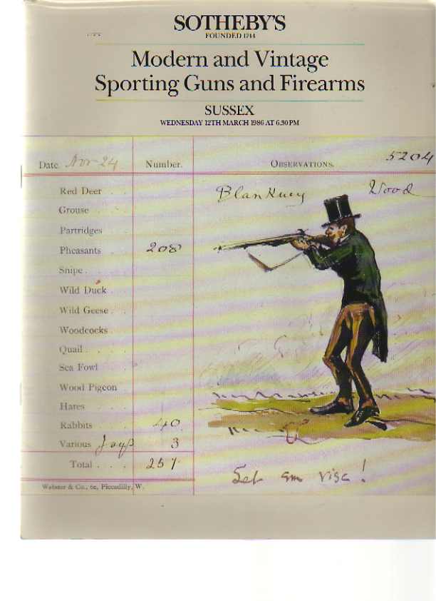 Sothebys March 1986 Modern & Vintage Sporting Guns & Firearms