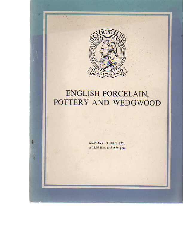 Christies 1981 English Porcelain, Pottery, Wedgwood