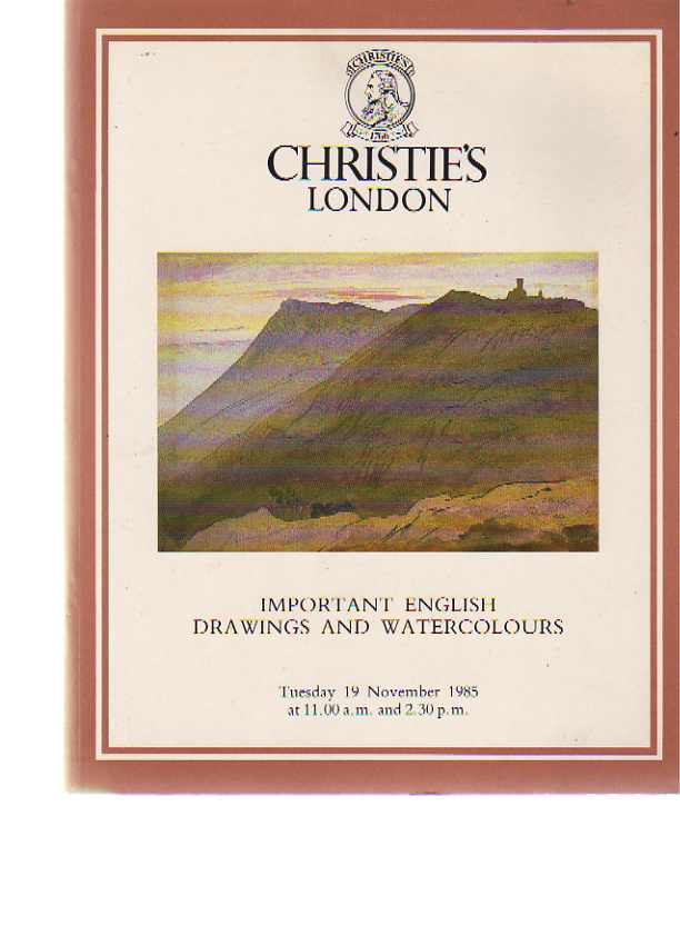 Christies 1985 Important English Drawings, Watercolours