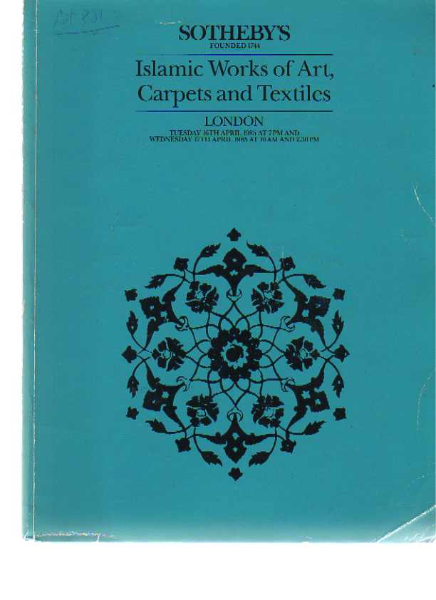Sothebys 1985 Islamic Works of Art, Carpets