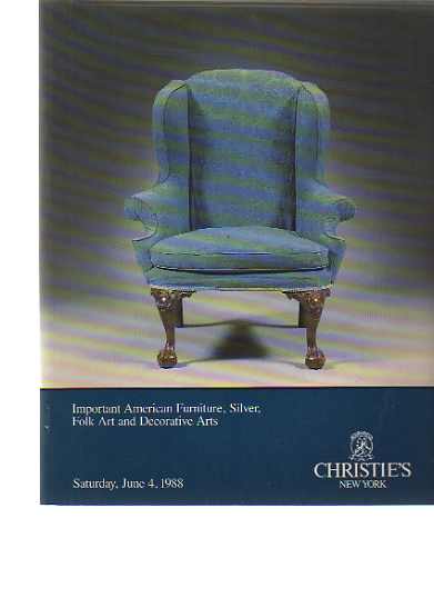 Christies 1988 American Furniture, Silver, Folk art - Click Image to Close