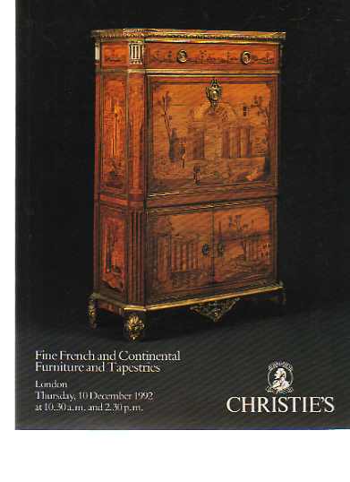 Christies December 1992 Fine French & Continental Furniture & Tapestries