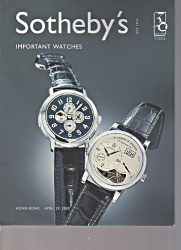 Sothebys 2003 Important Watches