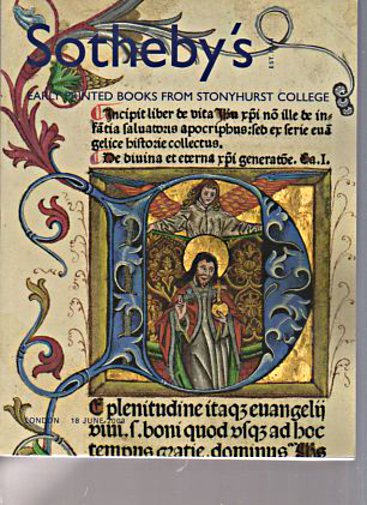 Sothebys 2003 Early Printed Books from Stonyhurst College (Digital Only)