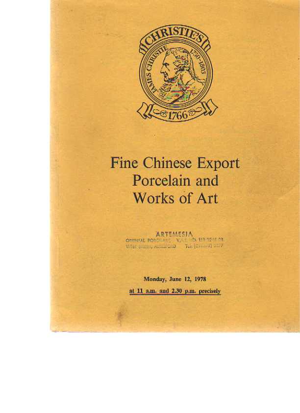 Christies June 1978 Fine Chinese Export Porcelain & Works of Art