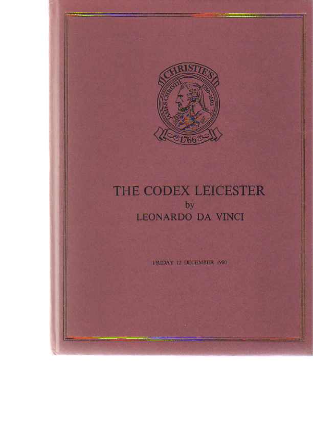 Christies 1980 The Codex Leicester by Leonardo Da Vinci Christies 1980 The Codex Leicester by Leonardo Da Vinci