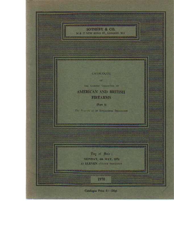 Sothebys 1970 Cummer Collection American & British Firearms