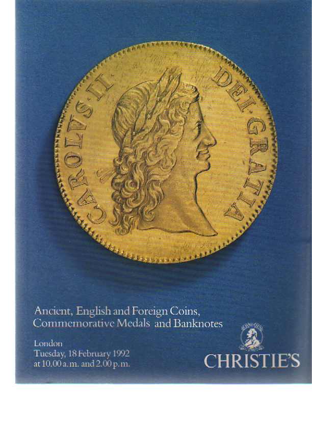 Christies February 1992 Ancient, English & Foreign Coins, Medals (Digital Only)