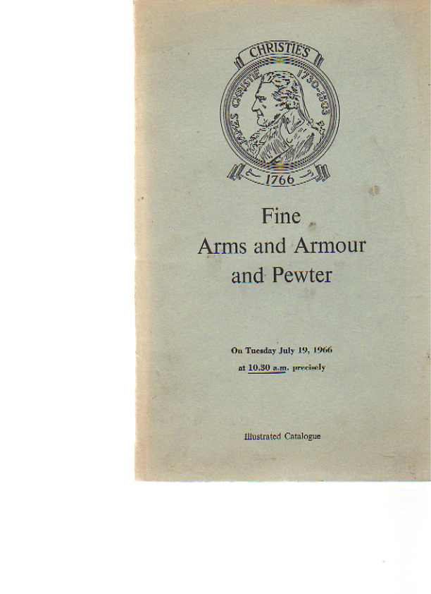 Christies 1966 Fine Arms and Armour and Pewter