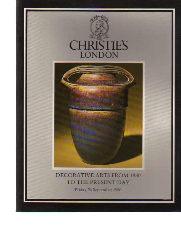 Christies 1986 Decorative Arts from 1880 to the Present Day - Click Image to Close