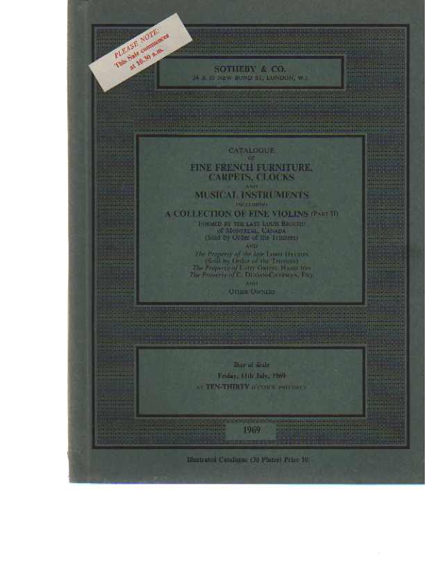 Sothebys 1969 Fine French Furniture, Fine Violins