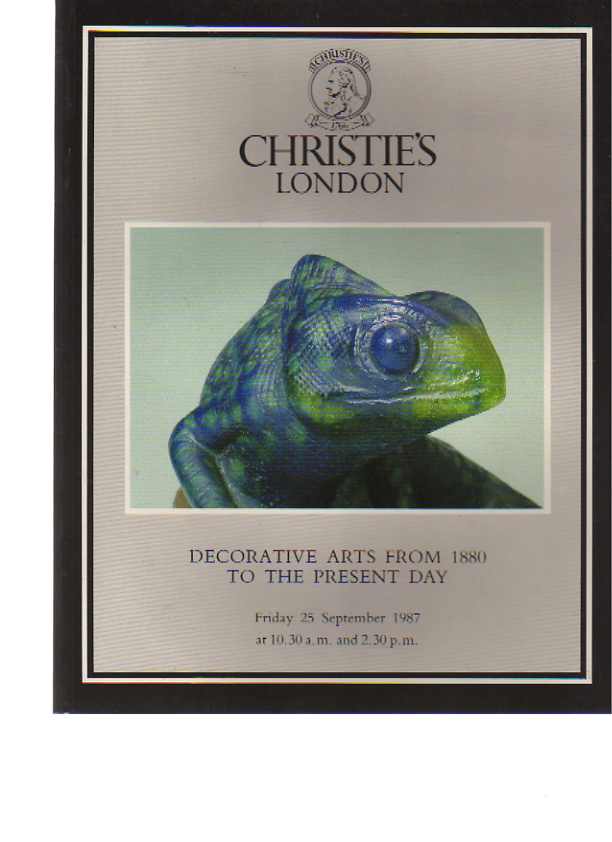 Christies September 1987 Decorative Arts from 1880 - present day - Click Image to Close