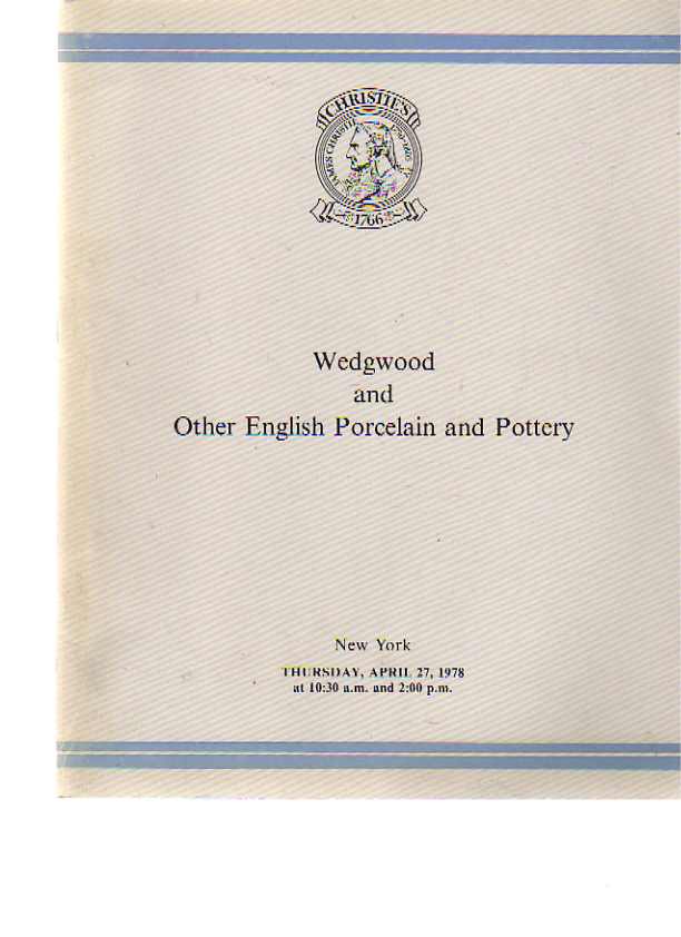 Christies 1978 Wedgwood & Other English Porcelain & Pottery - Click Image to Close