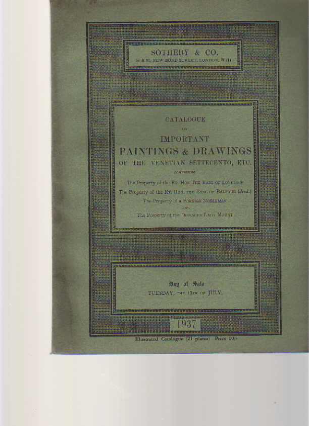 Sothebys 1937 Important Paintings & Drawings of Venice (Digital only)