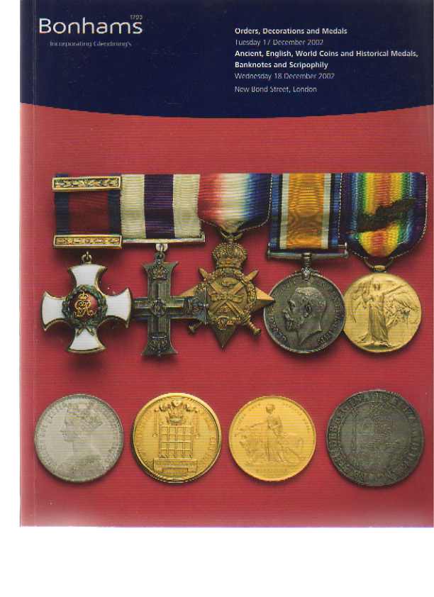 Bonhams 2002 Orders, Decoration & Medals, Coins, Banknotes