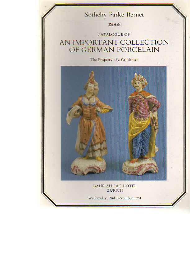 Sothebys 1981 Important Collection of German Porcelain