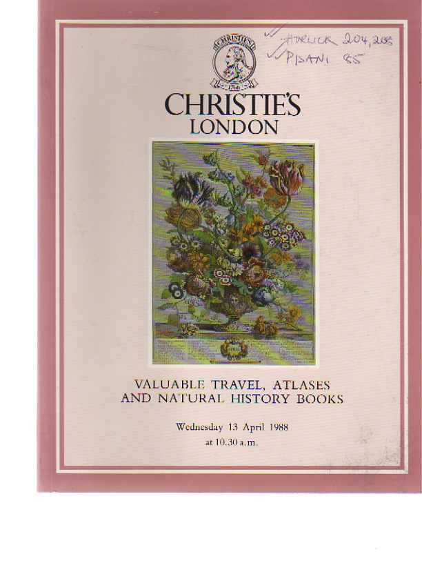 Christies 1988 Valuable Travel, Atlases & Natural History Books - Click Image to Close