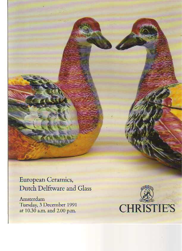 Christies 1991 European Ceramics, Delft & Glass - Click Image to Close