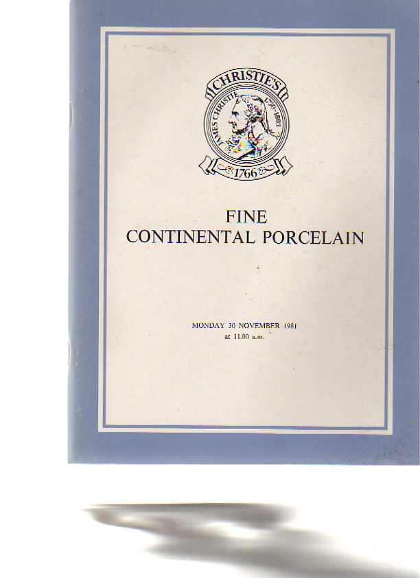 Christies November 1981 Fine Continental Porcelain