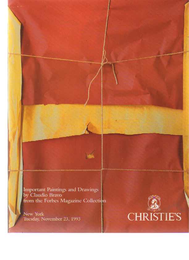 Christies 1993 Important Paintings and Drawings by Claudio Bravo from the Forbes