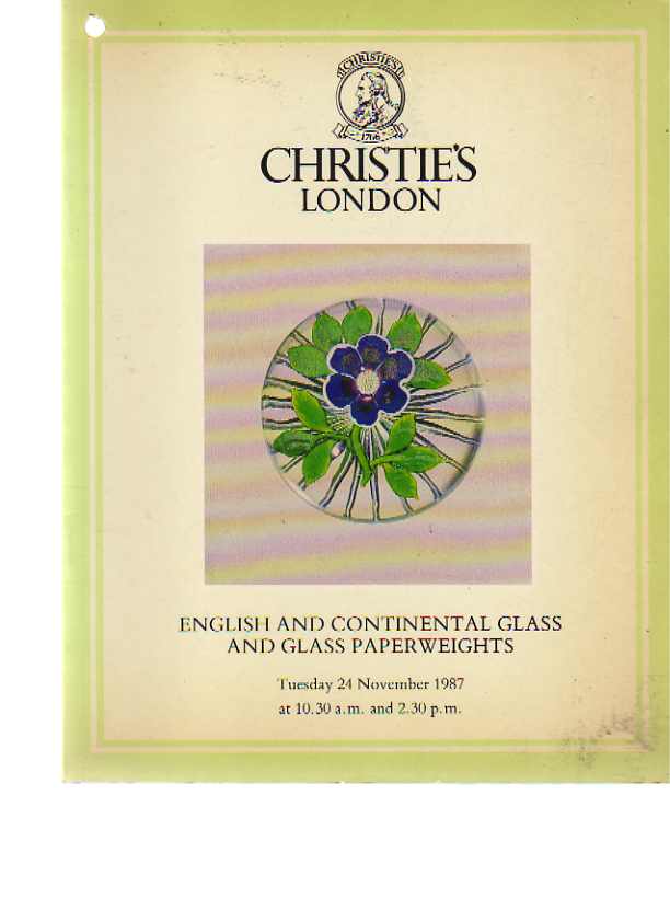 Christies 1987 English & Continental Glass & Paperweights - Click Image to Close