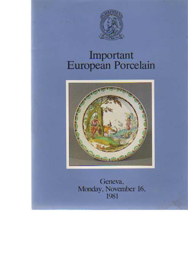 Christies 1981 Important European Porcelain