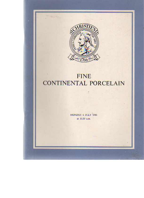 Christies July 1981 Fine Continental Porcelain - Click Image to Close