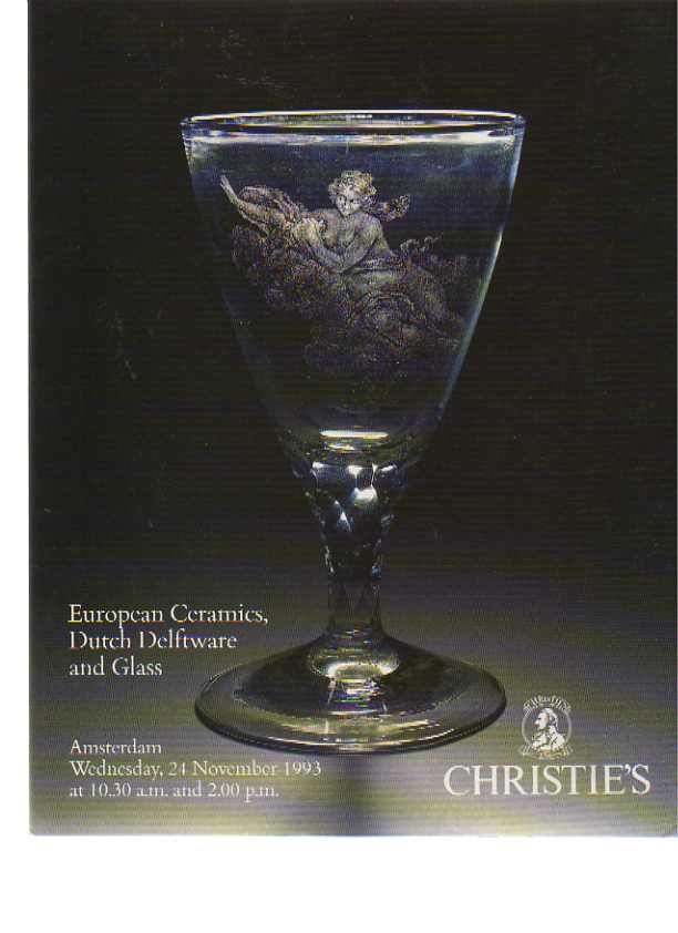 Christies 1993 European Ceramics, Dutch Delftware & Glass - Click Image to Close