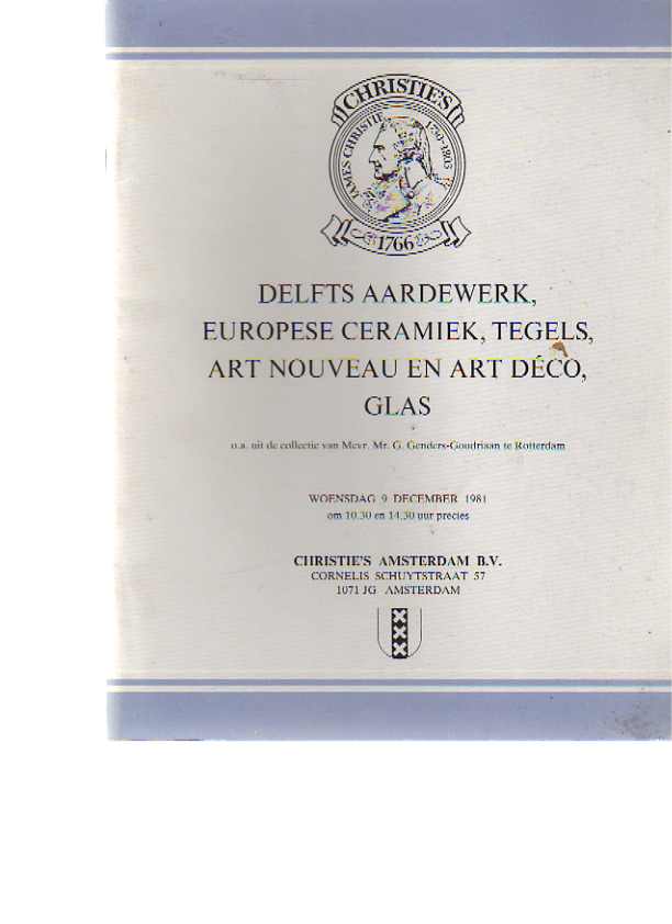 Christies 1981 Delftware, European ceramics, Art Deco, Nouveau