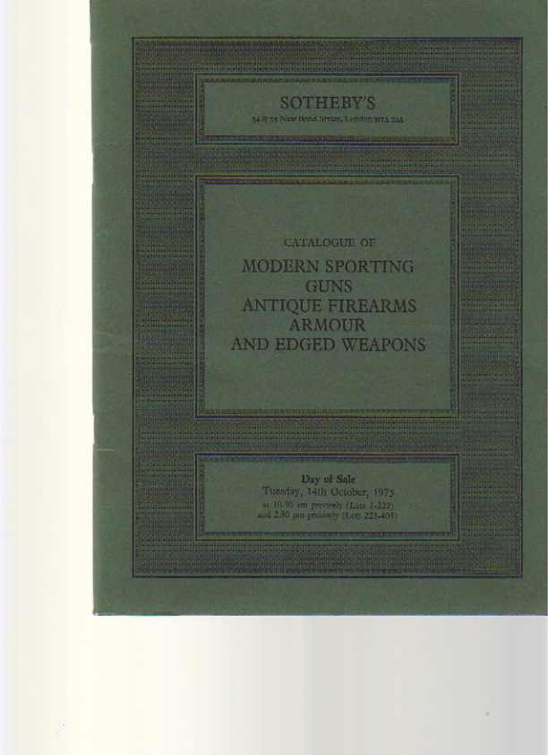 Sothebys October 1975 Sporting Guns, Antique Firearms, Armour