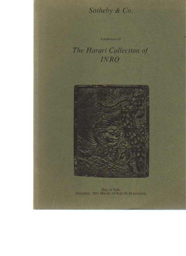 Sothebys 1974 The Harari Collection of Inro - Click Image to Close