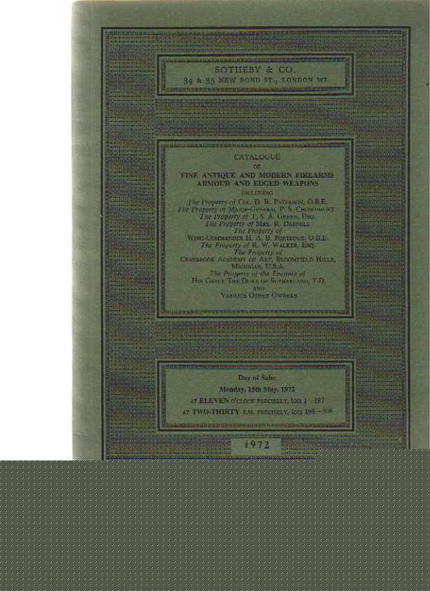 Sothebys 1972 Fine Antique & Modern Firearms, Armour ....
