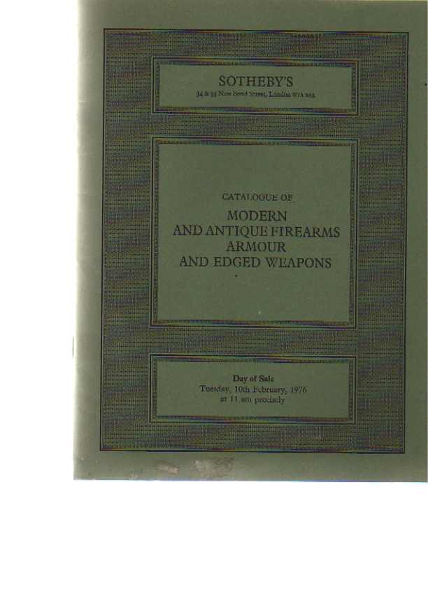Sothebys 1976 Modern & Antique Firearms Armour Edged Weapons