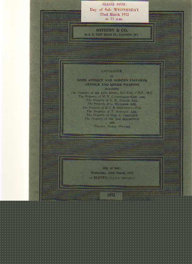 Sothebys 1972 Good Antique Firearms & Armour, Edged Weapons