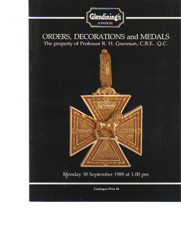 Glendinings 18th September 1989 Orders, Decorations & Medals