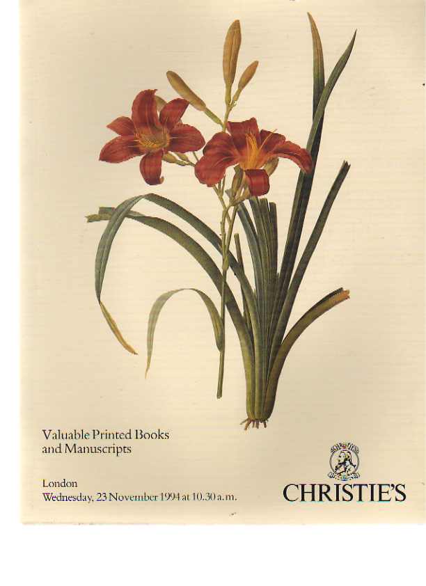 Christies 1994 Valuable Printed Books & Manuscripts