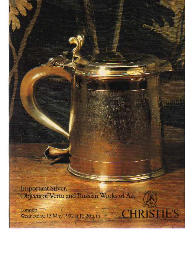 Christies 1992 Important Silver, Russian Works of Art - Click Image to Close
