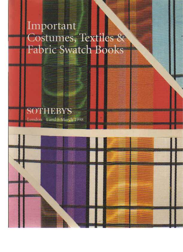 Sothebys 1998 Important Costume, Textiles, Fabric Swatch Books
