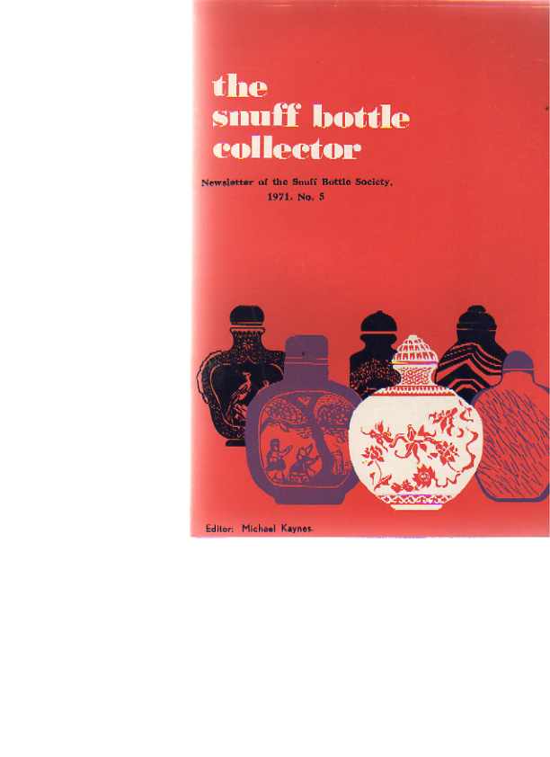 The Snuff Bottle Collector Newsletter 1971 No. 5