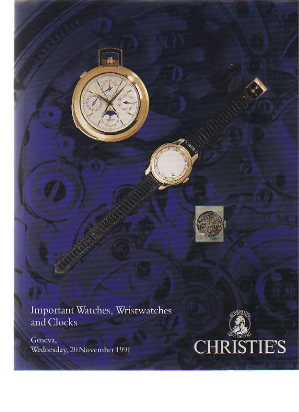 Christies Nov. 1991 Important Watches, Wristwatches & Clocks (Digital Only)