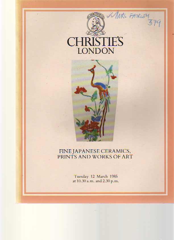 Christies 1985 Fine Japanese Ceramics, Prints & Works of Art
